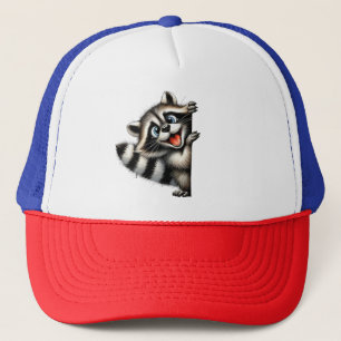 Adorable Raccoon Christmas Peek - Cute Holiday Gif Trucker Hat