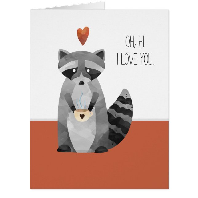 Adorable Raccoon "I love you" Card (Front)