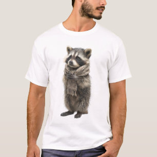 Adorable Raccoon Wearing Knitted Scarf T-Shirt