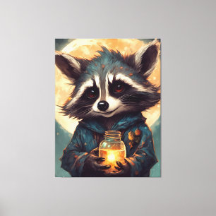 Adorable Raccoon With a Magic Potion Canvas Print