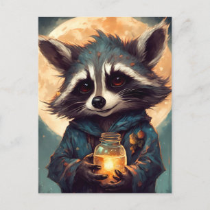 Adorable Raccoon With a Magic Potion Postcard