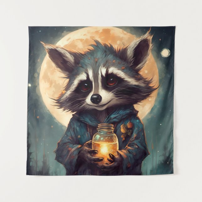 Adorable Raccoon With a Magic Potion Tapestry (Front)