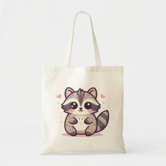 Adorable Raccoon with Blush and Heart Accents Tote Bag
