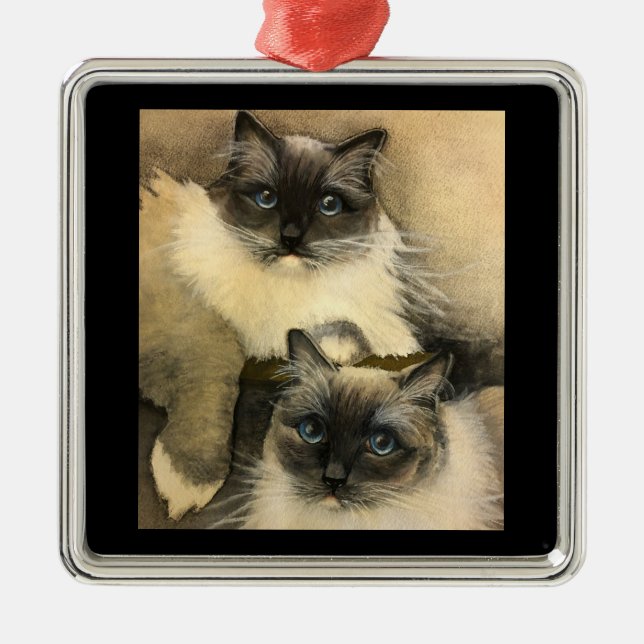 Adorable Ragdoll Cats with Bright Blue Eyes Metal Ornament (Front)