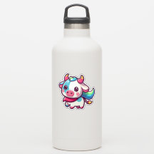 Adorable Rainbow-coloured Cow with Playfu Charm