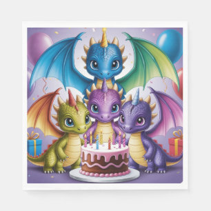 Adorable Rainbow Dragons Napkin