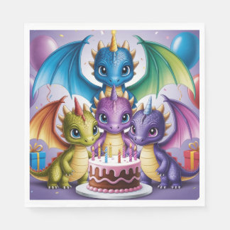 Adorable Rainbow Dragons Napkin
