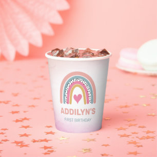 Adorable Rainbow Girl's Birthday Party Paper Cups