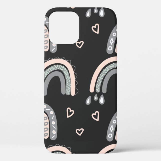 Adorable rainbow seamless pattern in trendy Scandi Case-Mate iPhone Case (Back)