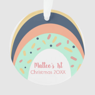 Adorable Rainbow Sprinkles Confetti 1st Christmas Ornament