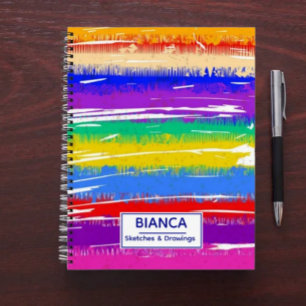 Adorable rainbow stripes colorful notebook