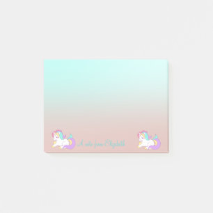 Adorable Rainbow  Unicorn, Ombre -Personalized Post-it Notes