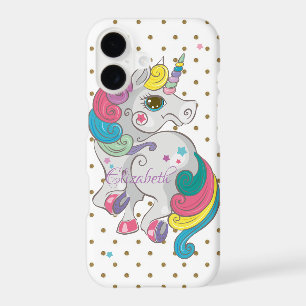 Adorable Rainbow Unicorn, Polka Dots-Personalized
