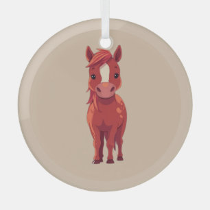 Adorable Red Chestnut horse  Glass Ornament