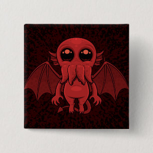 Adorable Red Cthulhu Sea Monster 2 Inch Square Button