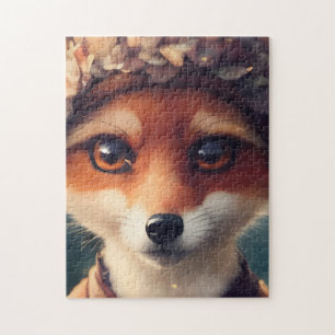 Adorable Red Fox in Winter Clothes Jigsaw Puzzle