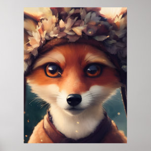 Adorable Red Fox in Winter Clothes Poster