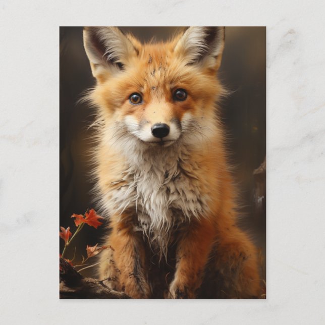 Adorable Red Fox Kit Postcard (Front)