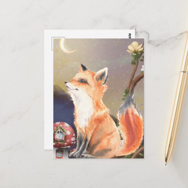 Adorable Red Fox Postcard (Front/Back In Situ)
