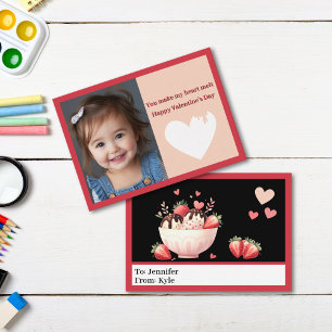 Adorable Red Ice Cream Photo Classroom Valentine Card