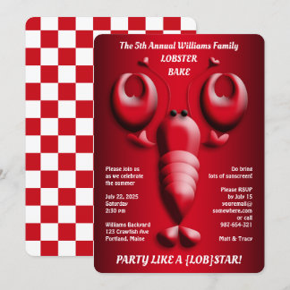 Adorable Red Lobster Cute Heart-Shaped Pincers Invitation
