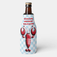 Adorable Red Lobster Heart Pincers Blue Chequered