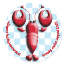 Adorable Red Lobster Heart Pincers Blue Chequered