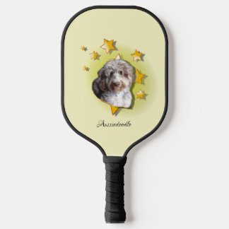 Adorable Red Merle Aussiedoodle is a Star Pickleball Paddle