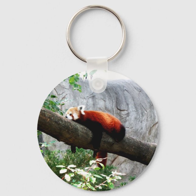 adorable red panda animal lazy funny keychain (Front)