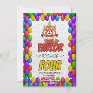 Adorable Red Panda Birthday Invite