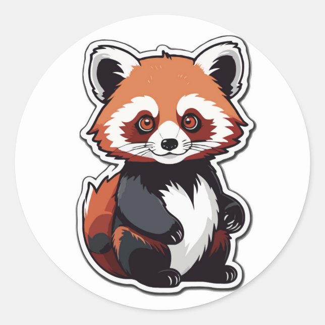 Adorable Red Panda: Cute Forest Creature Decal Classic Round Sticker (Front)