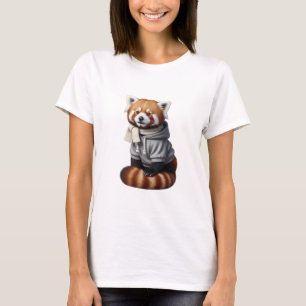Adorable Red Panda in Cozy Winter Hoodie T-Shirt