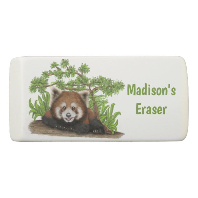 Adorable Red Panda Kids Personalized Eraser (Front)