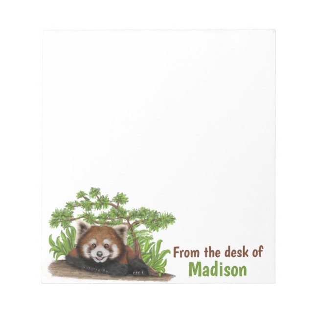 Adorable Red Panda Kids Personalized Notepad (Front)