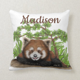 Adorable Red Panda Personalized Throw Pillow