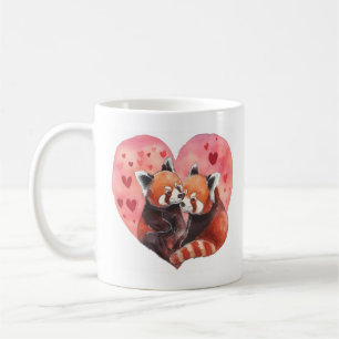 Adorable Red Panda Valentines Day Hearts Mug