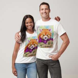 Adorable Red Panda Watercolor Postage Stamp T-Shir T-Shirt