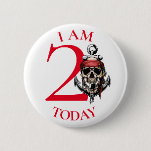 adorable red pirate party 2 inch round button