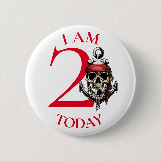 adorable red pirate party 2 inch round button (Front)