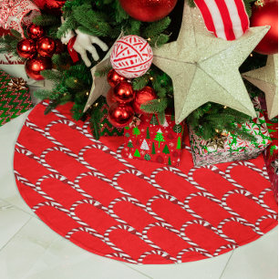 Adorable Red & White Candy Cane Pattern Tree Skirt