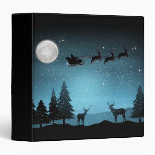 Adorable Reindeer At Night Binder