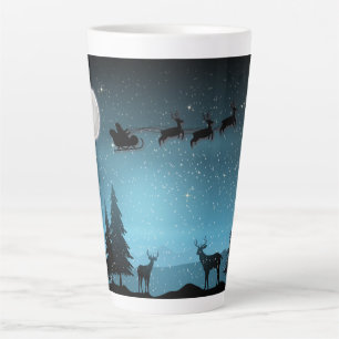 Adorable Reindeer At Night Latte Mug