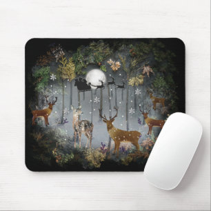 Adorable Reindeer At Night Mouse Pad