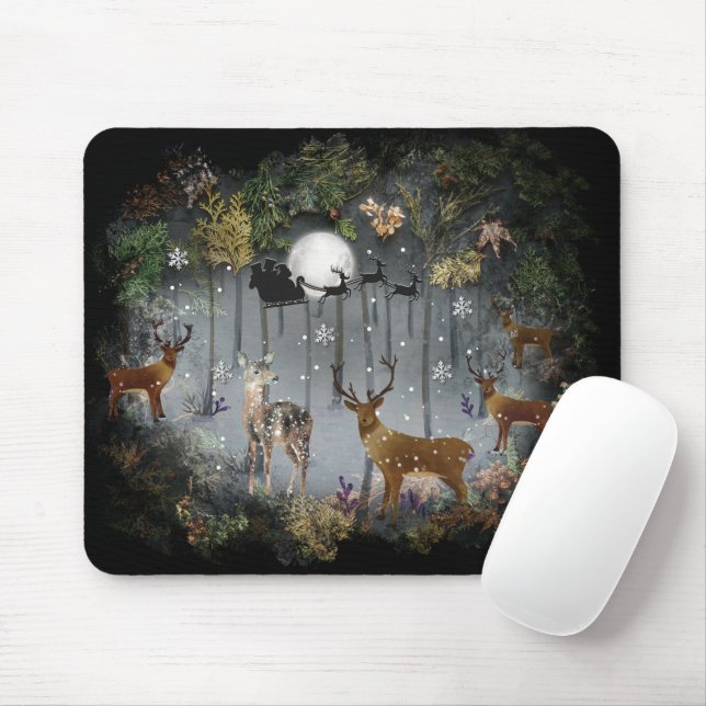 Adorable Reindeer At Night Mouse Pad (With Mouse)