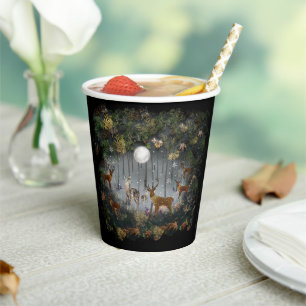 Adorable Reindeer At Night Paper Cups