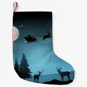 Adorable Reindeer At Night Small Christmas Stocking