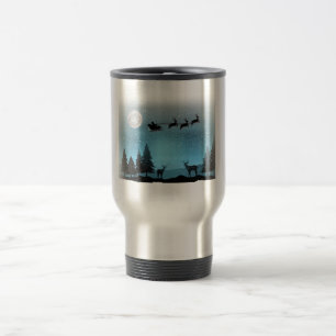 Adorable Reindeer At Night Travel Mug