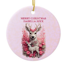 Adorable Reindeer Customizable Christmas Ornament