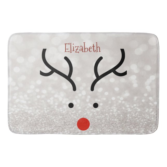 Adorable Reindeer Face,Bokeh   Bath Mat (Front)
