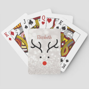 Adorable Reindeer Face,Bokeh Playing Cards